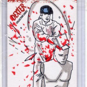 DEXTER SEASON 3 DEXTER BLOOD SPLATTER SKETCH CARD VERY RARE! 1/1 ARTIST AUTO